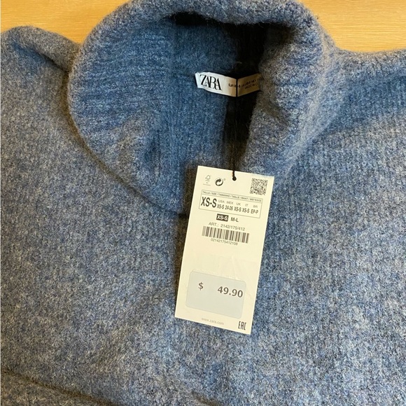 ZARA Women’s oversized blue knit sweater XS - Picture 2 of 3